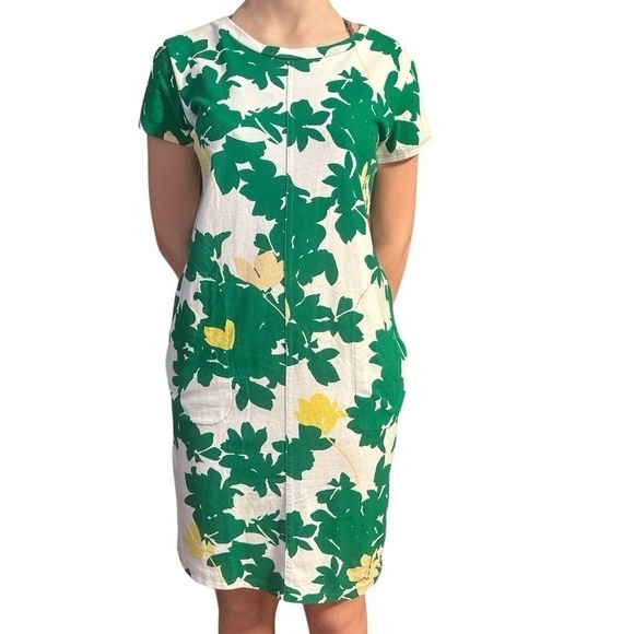 Liz Claiborne Dresses & Skirts - Liz Claiborne Scoop neck short sleeve 100%Cotton Shift Dress White & Kelly Green